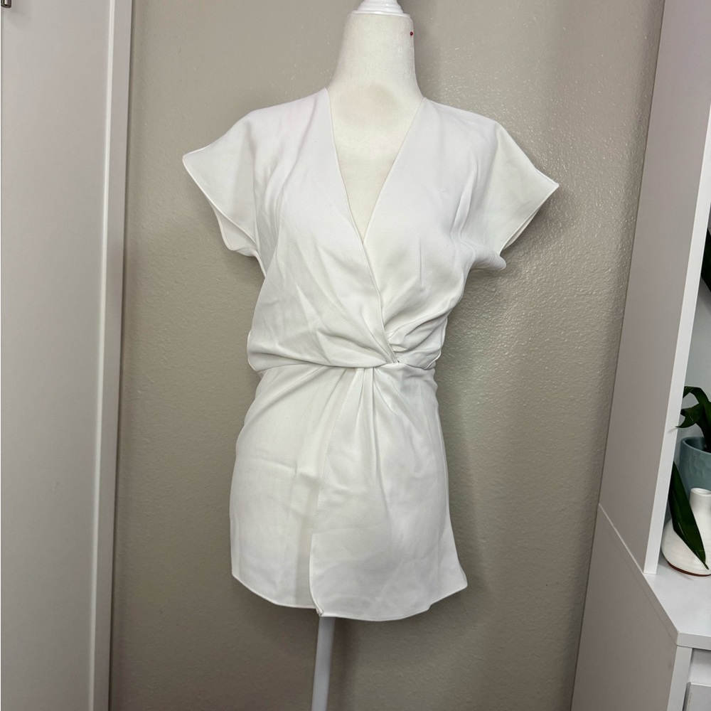 Zara White Wrap Tunic Top